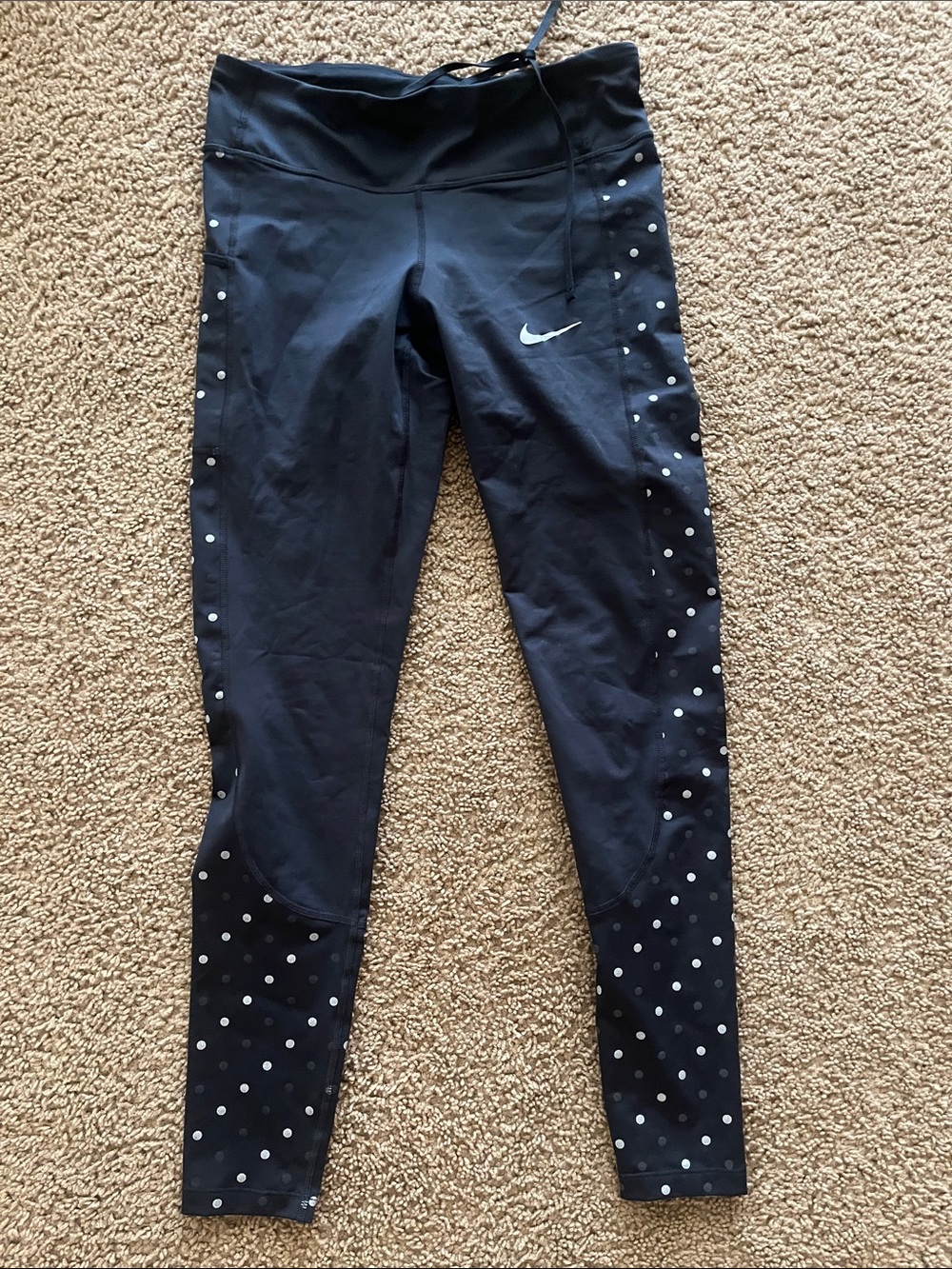Nike Black Leggings with White Polka Dot Accents